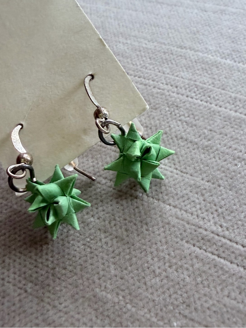 Paper Star Handmade Green Earrings